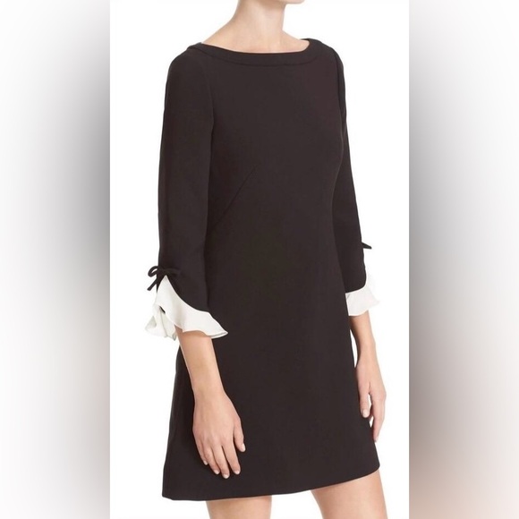 Kate Spade New York dress with ruffle sleeves in white. Size 6. Black lined. - Picture 1 of 16